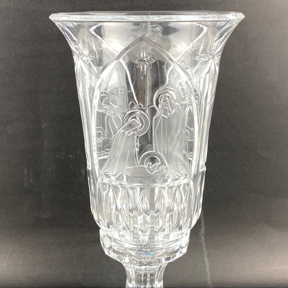 Nativity Scene Hurricane Candle Lamp Glass / Crystal by St George - Picture 4 of 8